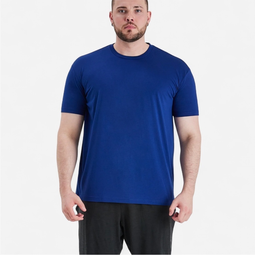 Built Different Men's 2 Pack Premium Crew Neck Tees-Size 2XL-Royal Blue & Black - Picture 2 of 5